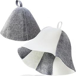 2 Pack Sauna Hat Polished Wool Hat for Sauna Wool Cap for Sauna Banya Bath House Head Protection Ukraine Sauna Hat for Men Russian Banya Hat Unisex Bathroom Accessories for Women White, White, White-14