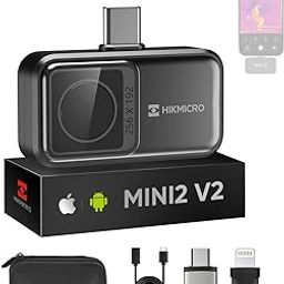 HIKMICRO Mini2 V2 Thermal Camera - iOS/Android, 256x192 IR Resolution, SuperIR, 50° Wide Angle, 25Hz, No Battery, for Phone/Tablet/PC, USB-C/Lightning Port (Adapter Included, support iPhone 15)-24