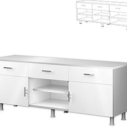Star Furniture TV Cabinet | Termite-Proof Engineered Wood with Storage Shelves | Steel Handle Drawers | SecureLock | Pre-Assembled | 1-Year Warranty (Super White High Glossy)-12