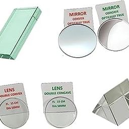 LABAURA Glass Lens Set- Glass Slab, Prism, Concave Lens and Mirror, Convex Lens Versatile Set of Optical Tools for Demonstration, Tools Equipment Used for Teaching Students Lab Photography Science.-image-2