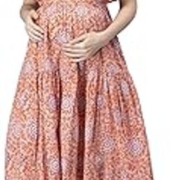 Women's Cotton Round Neck Half Sleeves Maternity Dress Feeding Kurti with Zipper (1452-MD)-image-50