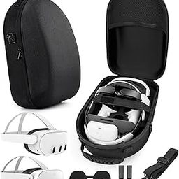 Carrying Case Compatible with Meta/Oculus Quest 3 and Accessories, Hard Travel Bag for Lightweight and Headset and Touch Controller and Headstrap VR Accessories(Black-18