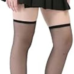 Women/girls above knee black solid sheer stretchable stockings/socks-image-48