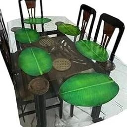 PARKLE-G Banana Leaf Design Table Place mat PVC 6 Pieces Dining Table Placemat Set for Home Decor & Kitchen (Green) Pack f 6-8