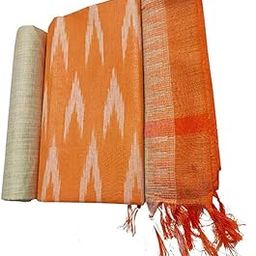 | Handwoven Ikat Salwar Suit And Dupatta Linen Cotton Blend with Tassels-image-45