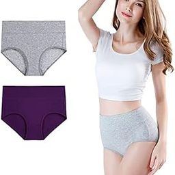 Women Cotton High Waist Full Coverage Tummy Tucker Control Panty Girls Brief Hipster Every Day use Panties for Women - (Pack of 2) -Grey and Dark Purple-picture-1