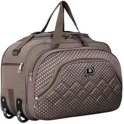 NS Fashion 60L Travel Duffle Bag with Wheels for Men & Women | Medium Lightweight Polyester Luggage Bag with 3 Compartments & Side Pockets | Water Resistant (Brown)-image-42