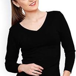 Women's 3/4 Sleeves Regular Fit V-Neck Cotton T-Shirt-image-4