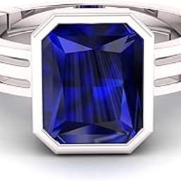 Unheated Untreatet 11.25 Ratti 10.00 Carat AAA+ Quality Natural Blue Sapphire Neelam Silver Plated Adjustable Gemstone Ring for Women's and Men's (Lab - Certified)-image-36