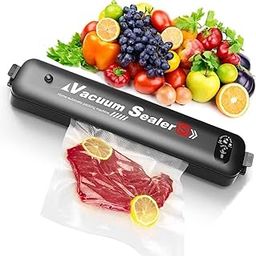 Vacuum Sealer Machine Powerful Electric Automatic Air Sealing Vacuum Packing Machine with 15 Preservation Bags for Fresh Fruits, Meat and Vegetables (90W)-image-41