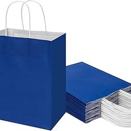 Gift Paper Bag (Blue Color) - 8x4x10 inches (25 pcs) - Small Party Favor Goodie Bag, Craft Paper Return Gift Bags I Disposable Recycled Eco Friendly Paper Bags-image-73