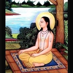 Braj Art Gallery Shri Hit Sewak Das Ji Harivansh Mahaprabhu Disciple seated alongside Yamunaji Photo Frame Size 13.5X19.5 Inches-image-78