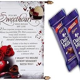 Valentine's Scroll for Your Love Sweet Heart, 2 Dairy Milk Chocolates with Hand Written Personal Message-image-75