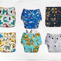 MOMSARC Reusable Cotton Cloth Diapers For Babies|Adjustable Nappies for new born babies|Leak Proof Washable Langot for 0-3 Years|(Pack of 6)-13