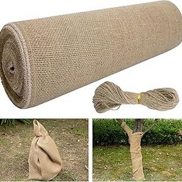 15.7in x 19.7ft Natural Burlap Tree Wrap Rolls- Burlap Fabric Tree Trunk Protector- Burlap Plants Wrap Bandage with Ropes- Frost & Freeze Protection Cloth for Outdoor Trees, Shrubs, Plants in Winter-picture-11