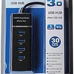 Infotech Mini USB Expander 4 Port USB 3.0 Hub Splitter High-Speed Multiport Slim USB Hub Cable Adapter and LED Indicator Compatible for MacBook Air/Laptop/iPad/PC (0.35 cm Cable Length)-23