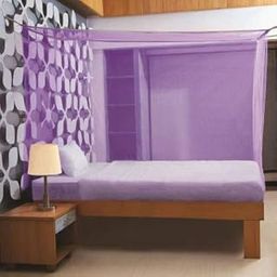 Buyagain Mosquito NET for Double Bed Poly Cotton/King Size Queen Size Bed/machardani Protection for Baby (7x7 Ft Purple)-16