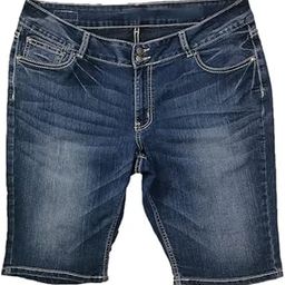 Plus Size Women Slim FIT Stretch Denim Shorts(Bermuda)- Length 22.5 inch- MID Rise- Faded Denim Blue Color- Waist Size (2XL) 36" to (3XL) 38" inch-image-22