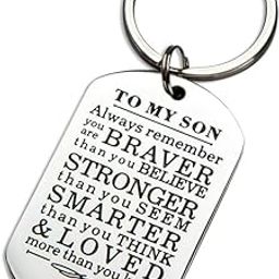 I Love You keychain Inspirational Gifts Keychain to Son Birthday Christmas Present Encouragement Keyring to boys from Mom Dad Never Forget That I Love You (To My Son Inspirational Keychain)-image-97