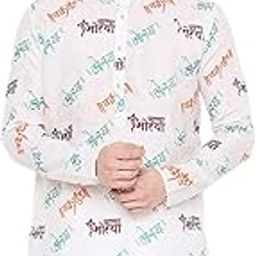 Magic Cotton All Over Ganpati Bappa Morya Print Kurta for Men-image-47