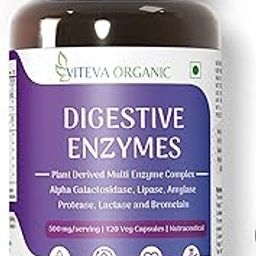 Viteva Organic Digestive Enzymes for Adults - 500mg - 120 Veg Capsules | Plant-Based Multi-Enzyme Complex | | Blend of Alpha Galactosidase, Lipase, Amylase, Protease, Lactase & Bromelain-32