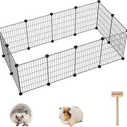 12 PCS Pet Playpen, Portable Wire Small Animals Cage Yard Fence Indoor Ideal for Guinea Pigs, Puppy Pet Products, DIY Metal Yard Fence 12" × 15" Black-15