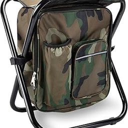 Kikerike Folding Stool Backpack Insulated Cooler Bag, Collapsible Camping Hunting Fishing Multifunction Chair with Front Pocket and Bottle Pocket for Outdoor Events, Hiking, Travel, Beach-image-74