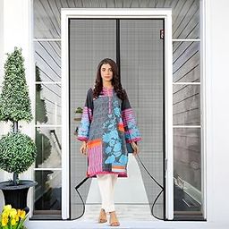 Mr. Right Magnetic Mosquito Net for Door | All Door Types & Sizes | Auto-Close Magnets | Keep Mosquitoes, Insects, Bugs Outside | Pre-Stitched with Velcro and self Adhesive Tape (200x100 CM), Black-21
