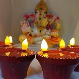 Water Sensor Diya for Home Decoration - 6 Pcs Electric Flameless & Smokeless LED Diya Lights,Premium Candle for Home Decor, Diwali Festivals Decoration,Christmas,New Year, Festive(A)-26