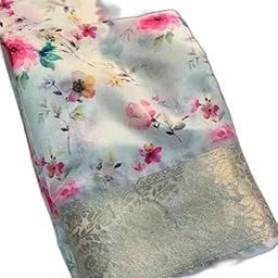 Soft Cyan Wedding Saree With Decorative Georgette Embroidery And Glitter Lace Border-17