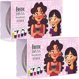 Eyetex Divyaa Kumkum 11 in 1|Multi Colour Liquid Bindi for Women & Girls|Skin-Friendly|17g (Multicolour, Pack of 2)-25