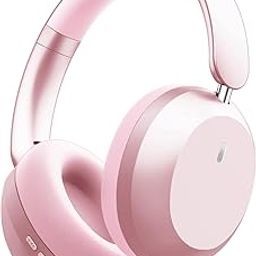 Y05 Bluetooth Headphones Wireless Over Ear Active Noise Cancelling with Microphone 48 Hours Playtime, High Sound Quality Foldable Soft Earpads Earphones for Travel - Pink-5