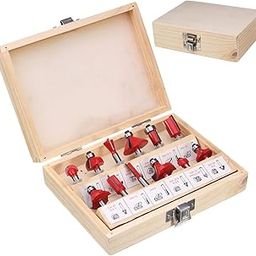 Generic 12Pcs Professional Shank Tungsten Carbide Router Bit Cutter Set Wood for Woodworking Tool with Wooden Case-19
