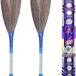 Monkey 555 5T Natural Grass Broom - Pack Of 2 | Removes Fine Dust | Unique Palm (5 Fingers Spread) Design For Fast & Easy Sweeping | Special Polymer Steel Handle| Wide Area Floor Cleaning Broomstick-32