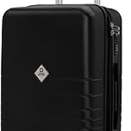 swiss military Arctic Elite Hard Shell Lightweight Suitcase, 55cm Small Cabin Trolley Bag with Premium Zipper, 360° Dual Spinner Wheels, Durable PC Luggage for Travel, Spacious Suitcase (Black) - 44L-picture-1