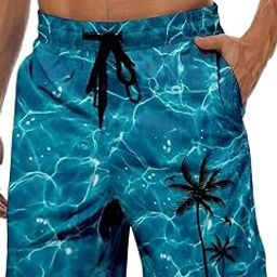 Men's Swim Trunks Hawaiian Bathing Mesh Lining Suit Swimsuits Beach Shorts with Pockets-image-62