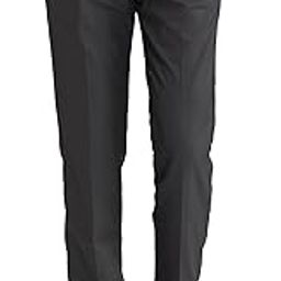 Men's Mid Rise Regular Fit Stripe Pattern Poly Viscose Blend Flat Front Formal Trouser-12