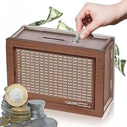 Wood Wooden Piggy Bank for Kids & Adults, Coin Box with Carved Design, Savings Box, Mini Bank, Donation Box, Smart Money Box, Wooden Coin Box, Money Saver, Piggy Bank-image-45