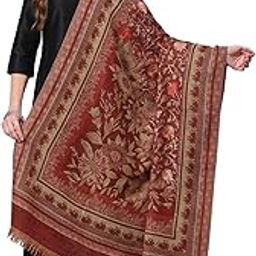 Women's Maroon Jamawar Aari Embroidered Pure Wool Shawl_JS96_Maroon-image-28