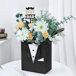 IGP - The joyous gentleman For Father's Day Gift Hamper with Acrylic Topper (Best Dad), Roses,Carnations,Eucalyptus in a Tuxedo Bag-image-25