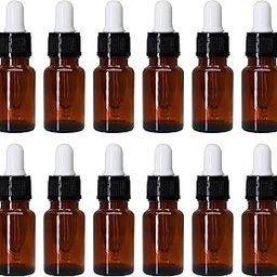 nsb herbals 10 ML Amber Round Empty Glass Bottle + Glass Dropper + Black Ring + White Silicone Teat, Refillable, Leak Proof For Essential Oils, DIY Perfumes (Pack of 12)-11