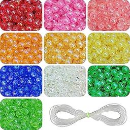 INDIKONB 1100 Pcs Multi Colour Pearl Beads - Size 6 mm - 10 Colors Multicolor Acrylic Pearl Beads Loose Spacer Beads with Hole for Jewelry Making, Round Rainbow Plastic Pearls for DIY Craft Bracelet-22