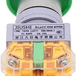 UJEAVETTE 22mm Emergency Stop Mushroom Head Push Button Switch Reset Plastic Green-16