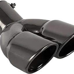 OtpOutopa Dual Exhaust Tip 2.5 inch Inlet, Universal Car Exhaust Pipe Tail Throat Tail Pipe Stainless Steel Y Pipe, Adjustable Car Thickened Muffler Slant Cut Tip (Curved,Black Paint)-image-28