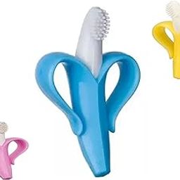 Wavva® U-Shaped,Banana Shape and Finger Toothbrush for Kids, 2-6 Years Kids Baby Infant Toothbrush, Food Grade Ultra Soft Silicone Brush Head, Whole Mouth Cleaning Tool (Banana Shape Brush)-17