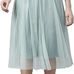 SHOWOFF Women's Solid Sea Green Flared Midi Sheer Skirt-305_Seagreen-image-28