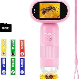TOMLOV P30 Microscope for Kids, Portable 1000X 2 LCD Digital Microscope for Slides, HD Camera & Video, Pocket Magnifying Glass with Light, Handheld Magnifier for Home Science Education, Mini Scope-15