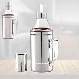 FEROHOME 1000ML Stainless Steel Oil Dispenser Bottle with Handle | Steel Cap & Small Nozzle for Controlled Pouring | Fiber Window for Easy Oil Level Monitoring| Ideal for Kitchen Cooking-20