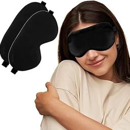 Pack 2 Eye Mask for Sleeping with Adjustable Strap Super Soft Sleeping Mask Blind Fold for Comfortable Sleep Travelling Sleep Mask Pad for men and women-15