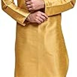 Men's Art Silk Solid Kurta Pyjama Set Festive Woven Design 2-Piece Ethnic Dress-image-123